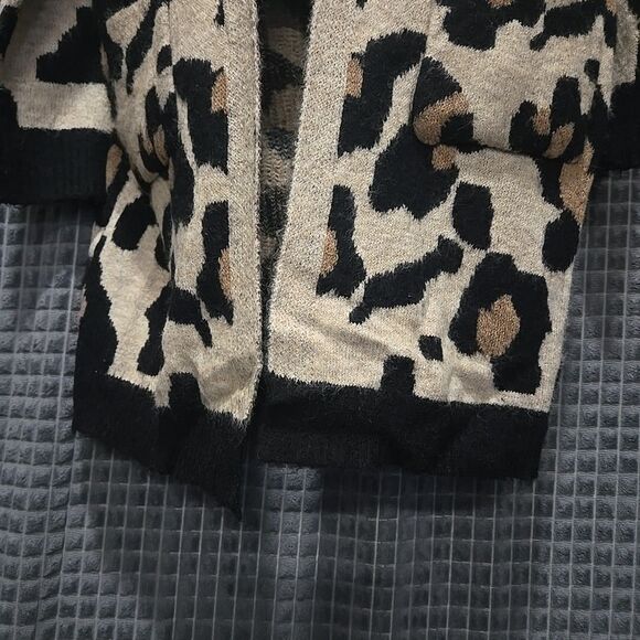 Long Leopard Cardigan Sweater Duster M/L AltardState Oversized Stretch Open Cozy - Picture 9 of 16